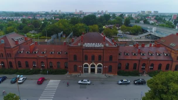 Stazione Ferroviaria Skierniewice Dworzec Kolejowy Vista Aerea Polonia Filmati Alta — Video Stock