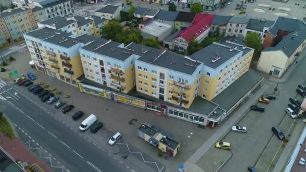 Καταστήματα Street Jagiellonska Skierniewice Stare Miasto Aerial View Πολωνία Υψηλής — Αρχείο Βίντεο