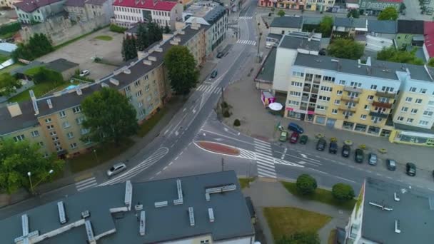 Shops Street Jagiellonska Skierniewice Stare Miasto Aerial View Poland 고품질 — 비디오