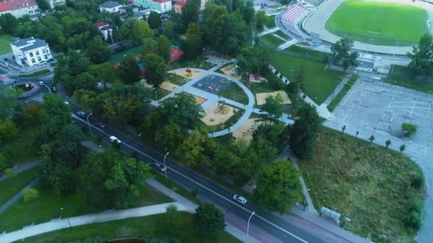Playground Ostrow Wielkopolski Ogrodki Jordanowskie Aerial View Poland High Quality — Stock Video