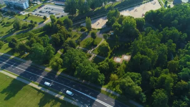 Замковый Горный Парк Blonia Lubin Wzgorze Zamkowe Aerial View Poland — стоковое видео