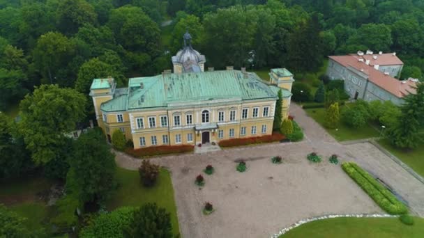 Renaissance Palace Skierniewice Palac Prymasowski Aerial View Poland High Quality — Stock Video