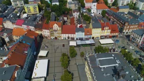 Staroměstský Trh Ostrow Wielkopolski Ratusz Rynek Aerial View Polsko Vysoce — Stock video