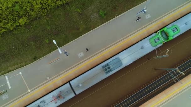 Tren Stasyonu Piaseczno Dworzec Kolejowy Hava Görüntülü Polonya Yüksek Kalite — Stok video