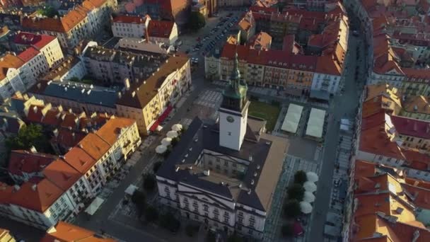 Old Town Market Kalisz Ratusz Staar Miasto Rynek Aerial View — Stockvideo