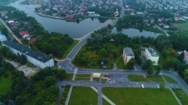 Panorama Zalew Zadebie Skierniewice Pond Havacılık Görünümü Polonya. Yüksek kalite 4k görüntü