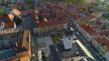 Eski Kent Pazarı Kalisz Ratusz Miasto Rynek Hava Görüntüsü Polonya. Yüksek kalite 4k görüntü