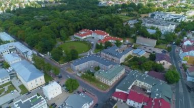 Saray Siedlce Palac Oginskich Park Aleksandra Havacılık Görünümü Polonya. Yüksek kalite 4k görüntü