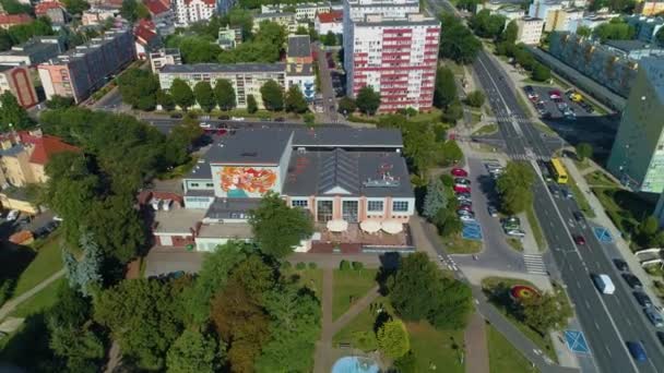 Kulturní Centrum Lubin Centrum Kultury Muza Aerial View Polsko Vysoce — Stock video