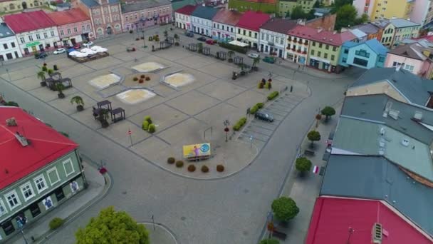 Old Town Market Square Skierniewice Staren Miasto Rynek Luchtfoto View — Stockvideo
