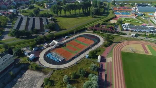 Tennisbanen Lubin Korty Tenisowe Aerial View Polen Hoge Kwaliteit Beeldmateriaal — Stockvideo