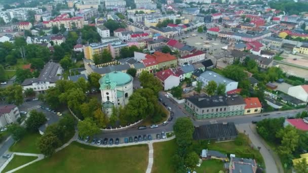 Panorama Old Town Skierniewice Stare Miasto Rynek Aerial View Poland — Stock video