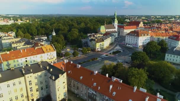 Güzel Panorama Kalisz Krajobraz Hava Görüntüsü Polonya Yüksek Kalite Görüntü — Stok video