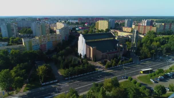 Lubin Kosciol Kilisesi Marii Kolbego Hava Görüntüsü Polonya Yüksek Kalite — Stok video