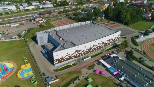 Sport Und Unterhaltungshalle Rcs Lubin Hala Luftaufnahme Polen Hochwertiges Filmmaterial — Stockvideo