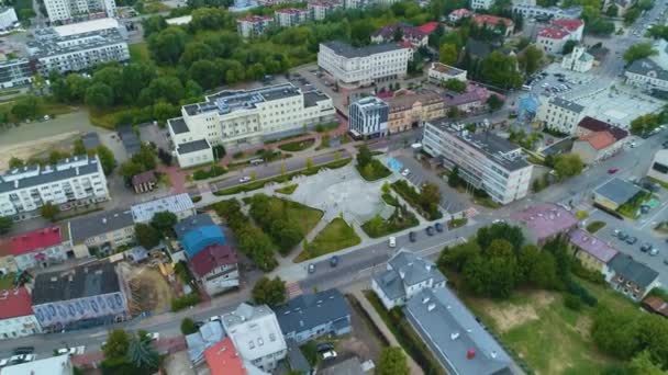 Square Kisielewski Skwer Piaseczno Aerial View Poland High Quality Footage — Stock Video