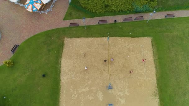 Strand Volleyball Kalisz Siatkowka Aquapark Aerial View Poland Högkvalitativ Film — Stockvideo