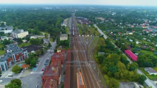 鉄道線路 Skierniewice Tory Kolejowe Wieza Airial View Poland 高品質4K映像 — ストック動画