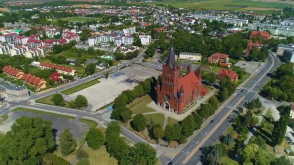 Panorama Igreja Inowroclaw Kosciol Nmp Vista Aérea Polônia Imagens Alta — Vídeo de Stock
