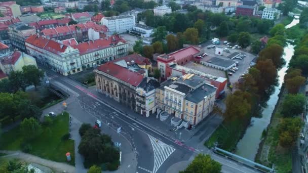 Altın Boynuz Taş Köprüsü Kalisz Zloty Rog Hava Görüntüsü Polonya — Stok video