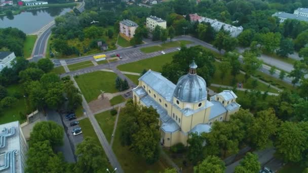 Eglise Skierniewice Kosciol Nmp Vue Aérienne Pologne Images Haute Qualité — Video