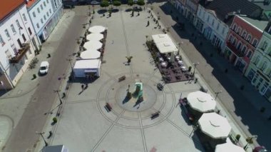 Eski Kent Pazar Meydanı Inowroclaw, Miasto Rynek Hava Görüntüsü Polonya. Yüksek kalite 4k görüntü