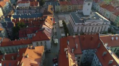 Eski Kent Pazarı Kalisz Ratusz Miasto Rynek Hava Görüntüsü Polonya. Yüksek kalite 4k görüntü