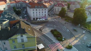Eski şehir merkezi Kalisz Plac Jozefa Hava Manzarası Polonya. Yüksek kalite 4k görüntü