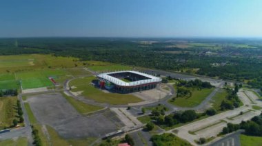 Zaglebie Lubin Stadyumu Hava Manzarası Polonya. Yüksek kalite 4k görüntü