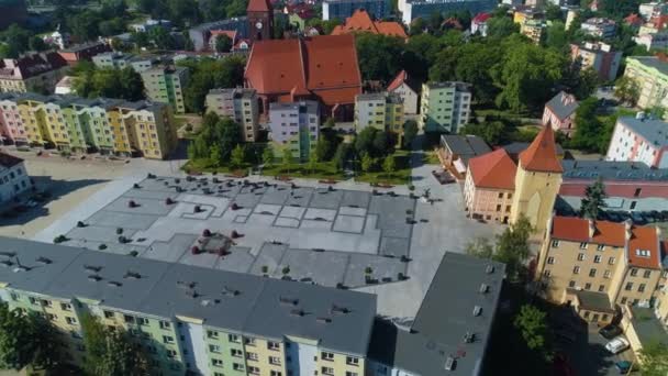 Market Center Lubin Rynek Ratusz Aerial View Poland Vysoce Kvalitní — Stock video