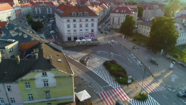 Old Town Downtown Kalisz Plac Jozefa Aerial View Poland High — Stock Video