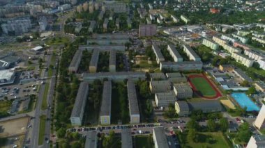 Güzel Panorama Konutları Kalisz Havacılık Manzarası Polonya. Yüksek kalite 4k görüntü