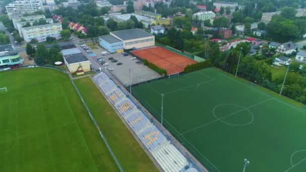Estadio Unia Skierniewice Stadion Vista Aérea Polonia Imágenes Alta Calidad — Vídeos de Stock