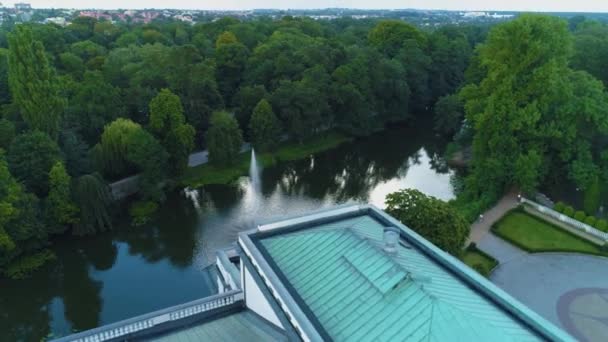 Fountain River Prosna Kalisz Fontanna Aerial View Polônia Imagens Alta — Vídeo de Stock