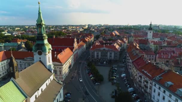 Stare Miasto Centrum Kalisz Plac Józefa Widok Lotu Ptaka Polska — Wideo stockowe