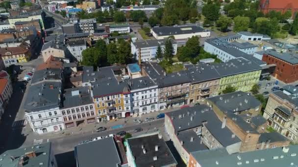 Torunska Street Downtown Inowroclaw Centrum Aerial View Polsko Vysoce Kvalitní — Stock video