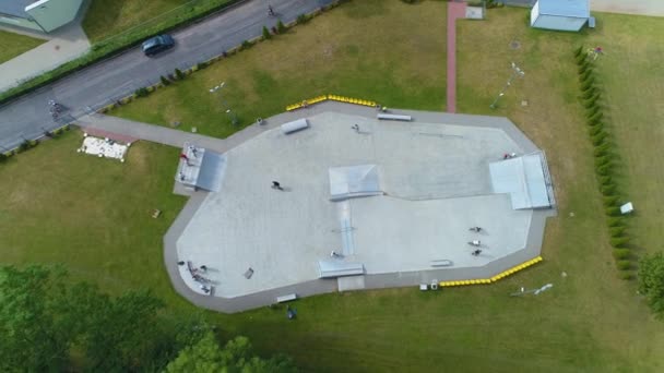 Skatepark Osir Siedlce Uitzicht Vanuit Lucht Polen Hoge Kwaliteit Beeldmateriaal — Stockvideo
