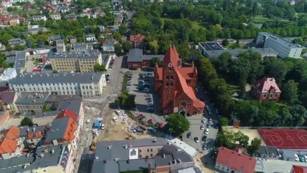 Kathedrale Ostrow Wielkopolski Katedra Luftaufnahme Polen Hochwertiges Filmmaterial — Stockvideo