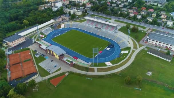 Vackra Kks Stadium Kalisz Stadion Flygfoto Polen Högkvalitativ Film — Stockvideo