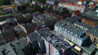 Krolowej Sokağı Jadwigi Eski Kasaba Merkezi Inowroclaw Havacılık Görünümü Polonya. Yüksek kalite 4k görüntü