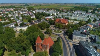 Rondo Mevsimlik Buz Pisti Inowroclaw Hava Manzaralı Polonya. Yüksek kalite 4k görüntü
