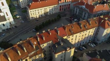 Güzel Kalisz Kasabası Miasto Plac Jozefa Hava Görüntüsü Polonya. Yüksek kalite 4k görüntü