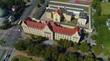 Bölge Mahkemesi İnowroclaw Hüzünlü Hava Manzarası Polonya. Yüksek kalite 4k görüntü