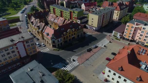 Market Center Historiska Museet Lubin Ratusz Flygfoto Polen Högkvalitativ Film — Stockvideo