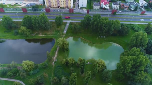 Park Stawów Przyjazni Kalisz Stawy Widok Powietrza Polska Wysokiej Jakości — Wideo stockowe