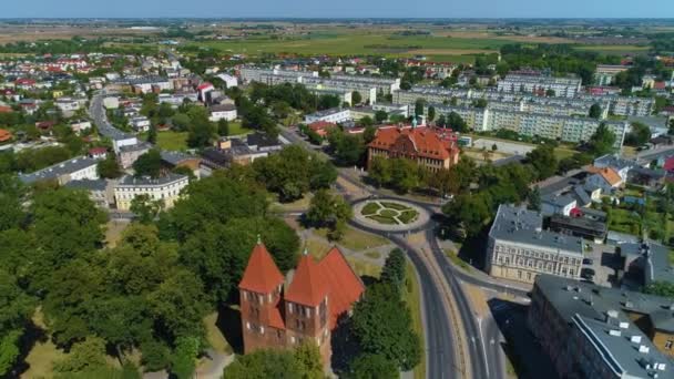 Rondo Εποχιακό Παγοδρόμιο Inowroclaw Aerial View Poland Υψηλής Ποιότητας Πλάνα — Αρχείο Βίντεο