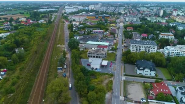 Beautiful Panorama Railway Tracks Piaseczno Aerial View Poland Кадри Високої — стокове відео
