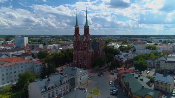 Cathedral Siedlce Katedra Maryi Panny Aerial View Poland Кадри Високої — стокове відео