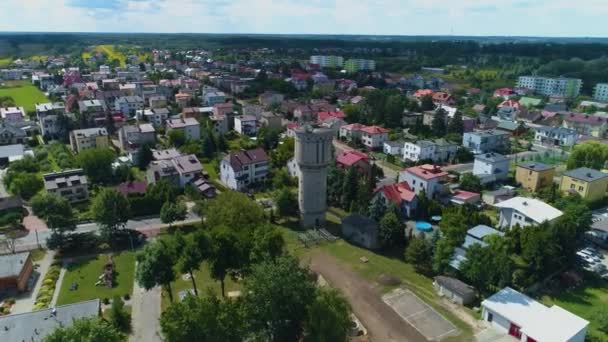 歴史的なウォータータワーSiedlce Wieza Cisnien Airial View Poland 高品質4K映像 — ストック動画