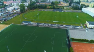 Unia Stadyumu Skierniewice Stadyumu Hava Görüntüsü Polonya. Yüksek kalite 4k görüntü